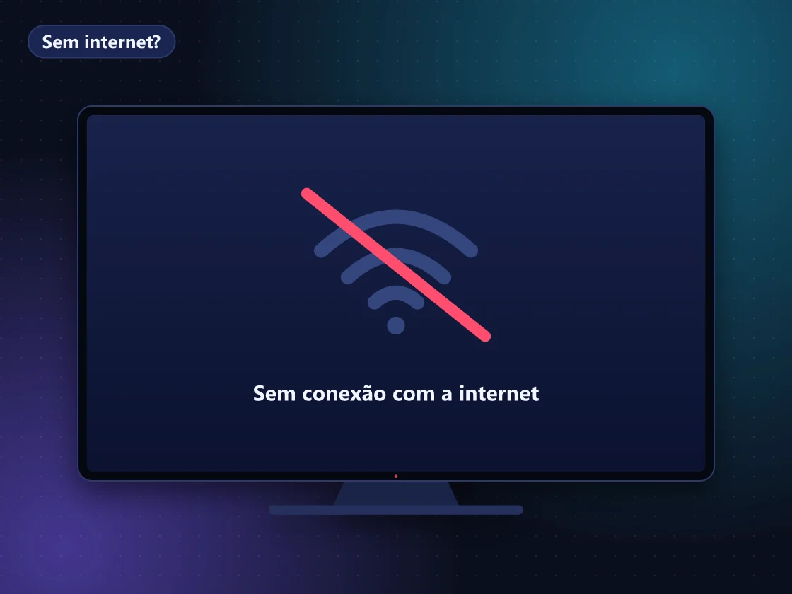 Ilustração de TV desconectada ao lado de roteador 4G e antena digital